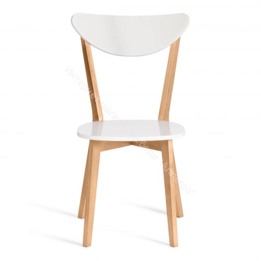 Стул жесткое сиденье MAXI (Макси) каркас бук, сиденье, спинка - мдф, 86 х 48.5 х 54.5 см, Белый+Натуральный (Бук)