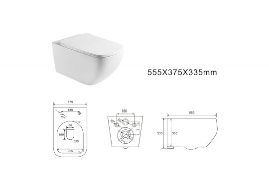 Унитаз подвесной безободковый Aquatek Медея AQ1537T-00 c системой смыва Tornado схема 2