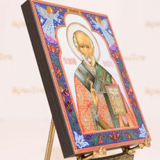 Икона Николай Чудотворец с окладом "Праздничные ангелы" (14х18см)