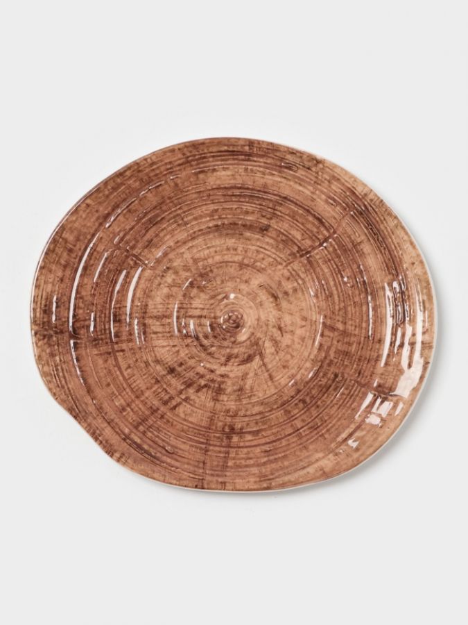 Блюдо для подачи Magistro Wood, 16?14?0.6 см, фарфор, коричневая