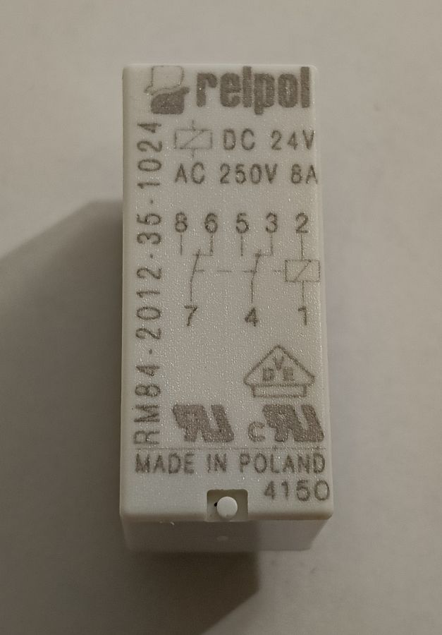 Реле RELPOL RM84-2012-35-1024, Реле 2 переключ. 24VDC, 8A/250VAC DPDT