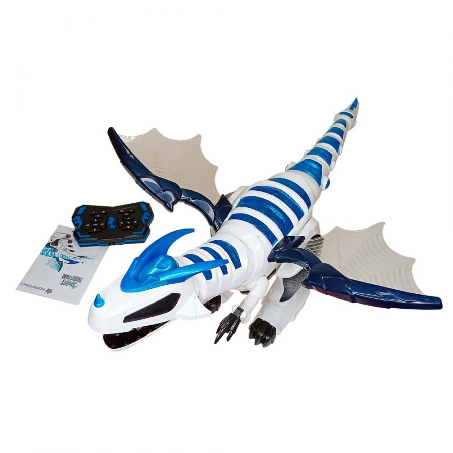 Динозавр интерактивный с паром и LED подсветкой на ИК управлении НОРДПЛАСТ, голубой