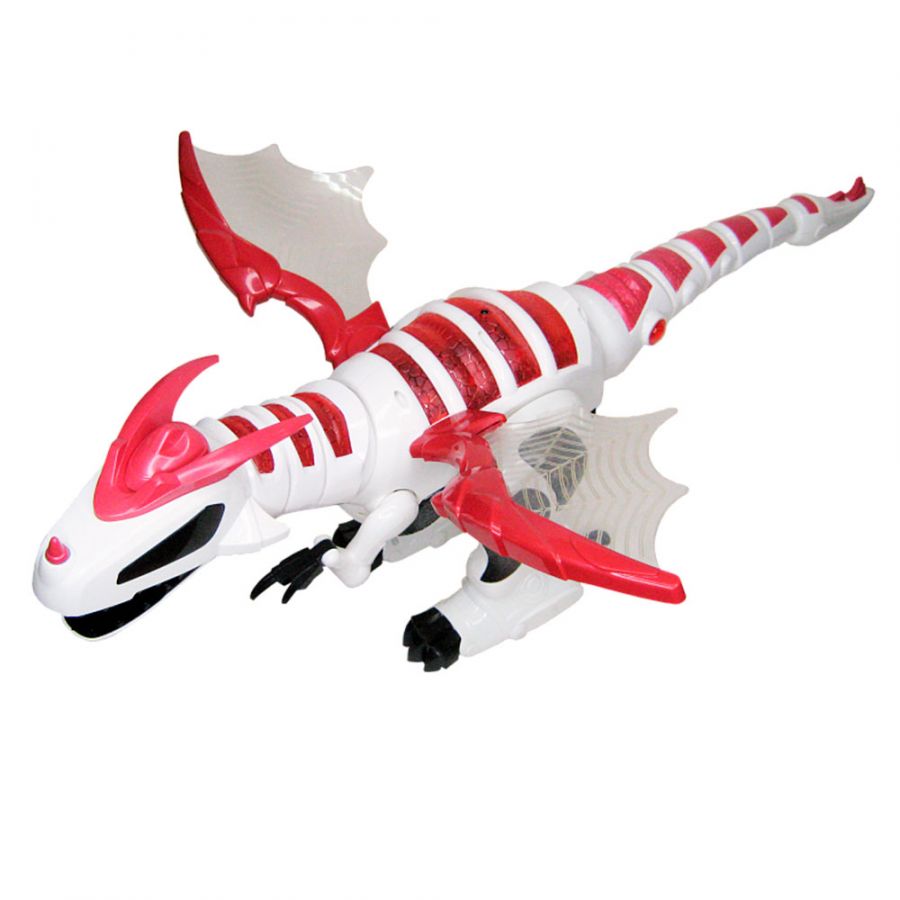 Динозавр интерактивный с паром и LED подсветкой на ИК управлении НОРДПЛАСТ, розовый