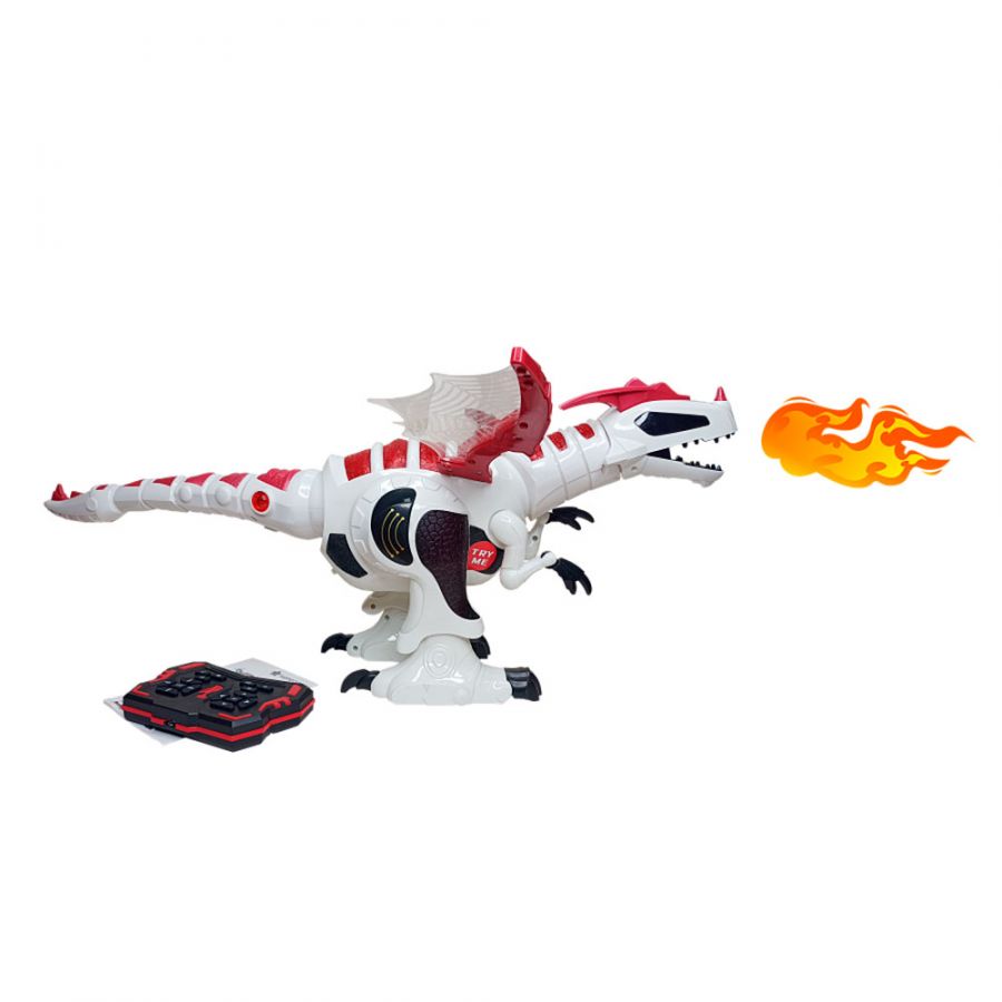 Динозавр интерактивный с паром и LED подсветкой на ИК управлении НОРДПЛАСТ, розовый