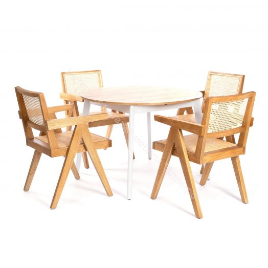 Кресло LOKI дерево вяз/ротанг, Груша (№3), 50х50х84 см