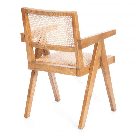 Кресло LOKI дерево вяз/ротанг, Груша (№3), 50х50х84 см