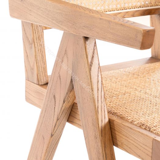 Кресло LOKI дерево вяз/ротанг, Груша (№3), 50х50х84 см