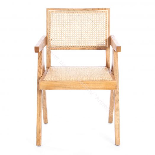 Кресло LOKI дерево вяз/ротанг, Груша (№3), 50х50х84 см