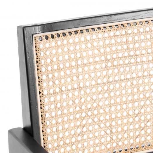 Кресло LOKI дерево вяз/ротанг, Чёрный, 50х50х84 см