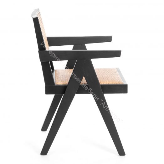 Кресло LOKI дерево вяз/ротанг, Чёрный, 50х50х84 см