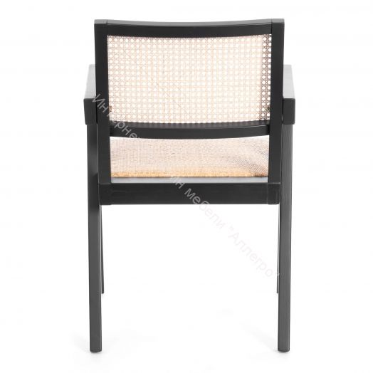 Кресло LOKI дерево вяз/ротанг, Чёрный, 50х50х84 см