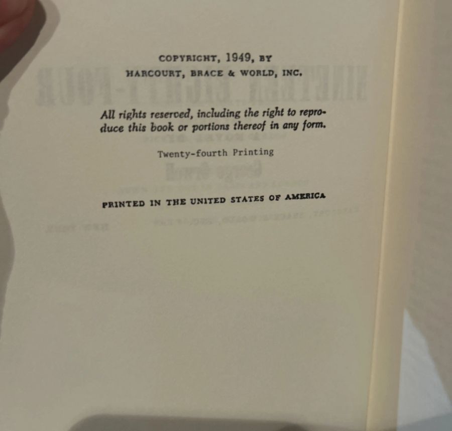 1984 by George Orwell первое издание 24й тираж