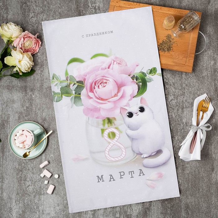 Полотенце «Котики» 40×73 см, 100% хлопок, саржа 190 г/м²