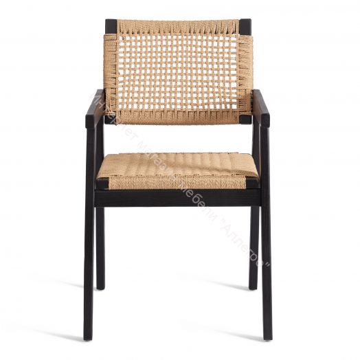 Стул VANHEIM дерево вяз/бечевка, Чёрный, 46х45х83 см