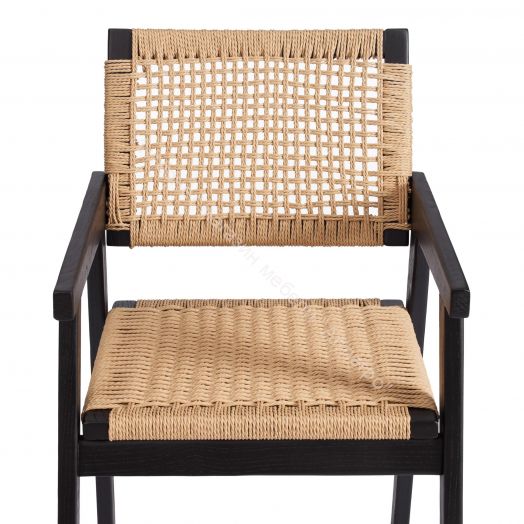 Стул VANHEIM дерево вяз/бечевка, Чёрный, 46х45х83 см