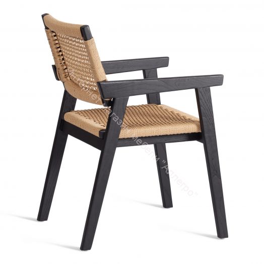 Стул VANHEIM дерево вяз/бечевка, Чёрный, 46х45х83 см