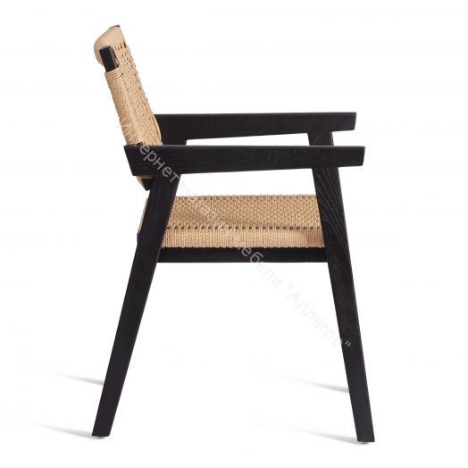 Стул VANHEIM дерево вяз/бечевка, Чёрный, 46х45х83 см
