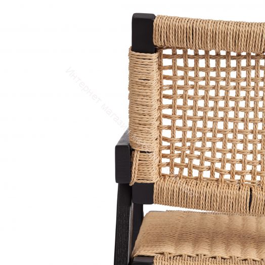 Стул VANHEIM дерево вяз/бечевка, Чёрный, 46х45х83 см