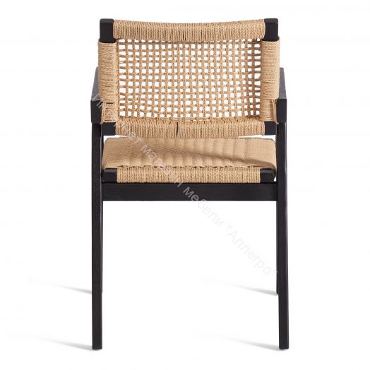 Стул VANHEIM дерево вяз/бечевка, Чёрный, 46х45х83 см