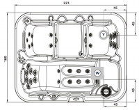 Гидромассажный СПА бассейн Albatros Progress 221,5х179,5 схема 2