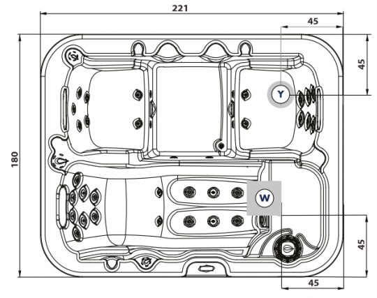 Гидромассажный СПА бассейн Albatros Progress 221,5х179,5 схема 2