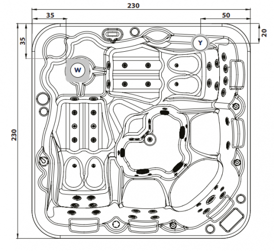 Гидромассажный СПА бассейн Albatros Oasis 230х230 схема 2