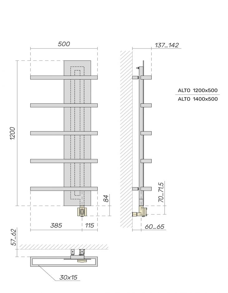 Электрический полотенцесушитель Broner Alto ALT.EL.050.140.0000.R (R)/(L) 500 мм ФОТО
