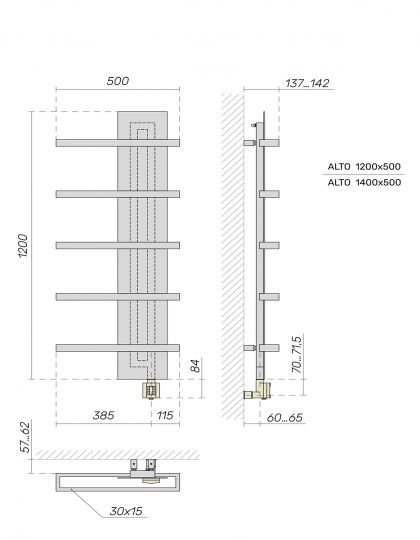Электрический полотенцесушитель Broner Alto ALT.EL.050.140.0000.R (R)/(L) 500 мм схема 3