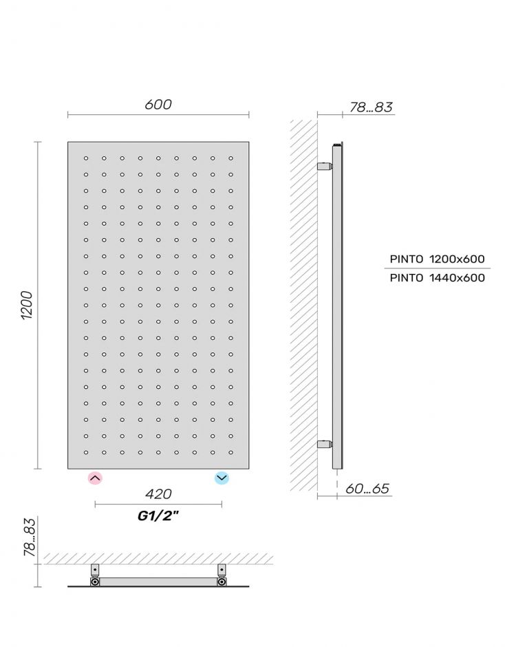 Полотенцесушитель водяной Broner Pinto ALT.060.120.0000.R вертикальный 600 мм ФОТО