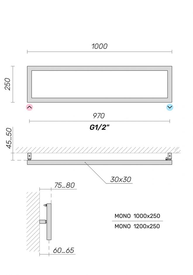 Полотенцесушитель водяной Broner Mono H MN.025.120.0000 горизонтальный 250 мм ФОТО