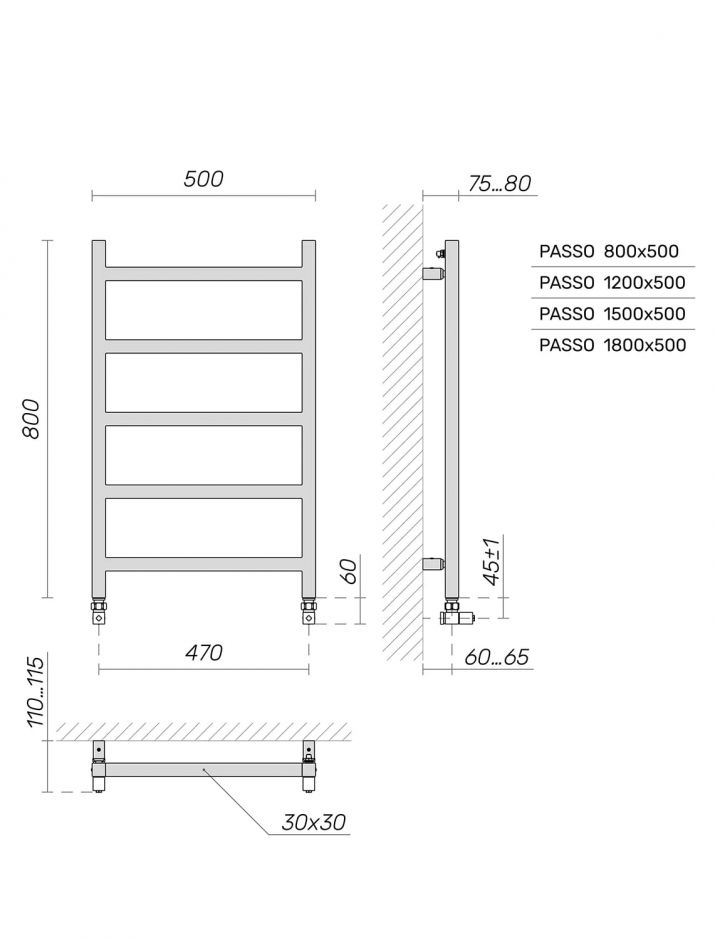 Полотенцесушитель водяной на ГВС Broner Passo PS.050.150.0000 500 мм ФОТО