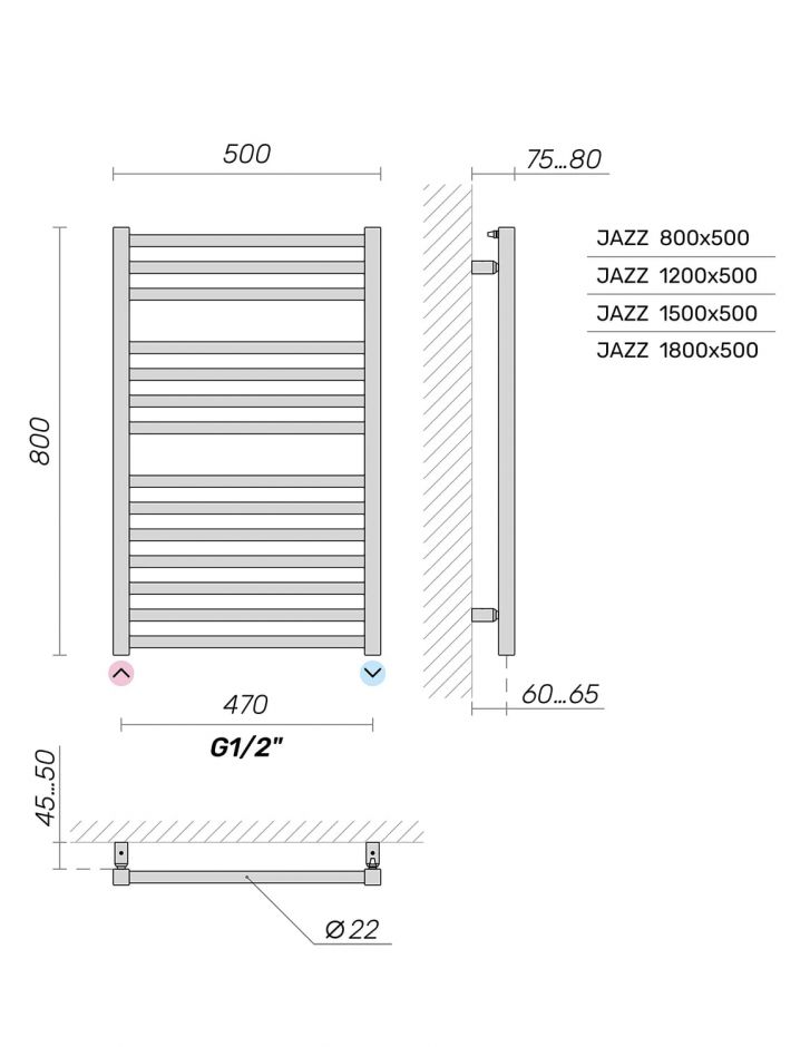 Полотенцесушитель на ГВС Broner Ramo RM.050.120.0000 500 мм ФОТО