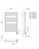 Полотенцесушитель Broner Jazz JZ.EL.050.080.0000 электрический 500 мм схема 5