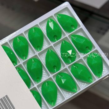 Глянцевые Пластиковые Пришивные Стразы Green Капля 13*22 мм