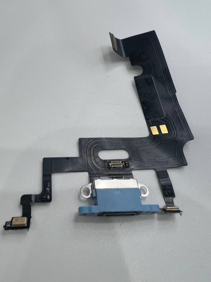 Apple iPhone XR нижний шлейф с разъёмом зарядки оригинал с разбора (снятый) голубой