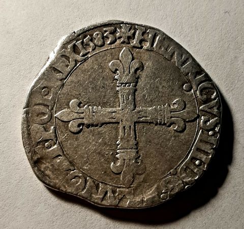 1/4 экю 1583 Франция AUNC- XF