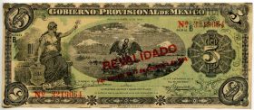 Мексика 5 песо 1914 с подтверждением