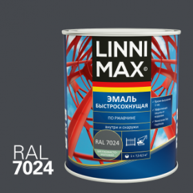 Эмаль Быстросохнущая по Ржавчине Linnimax Эмаль 0.75л Серый Графит RAL 7024 для Внутренних и Наружных Работ / Линнимакс.