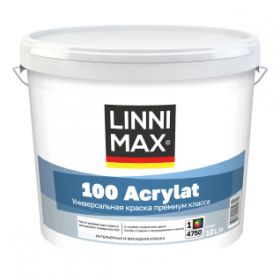 Краска Фасадная Linnimax 100 Acrylat 10л Белая, Универсальная База 1  / Линнимакс 100 Акрилат