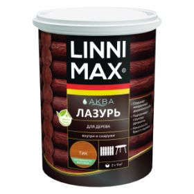 Лазурь для Дерева Linnimax Аква Лазурь 0.9л Тик для Внутренних и Наружных Работ / Линнимакс