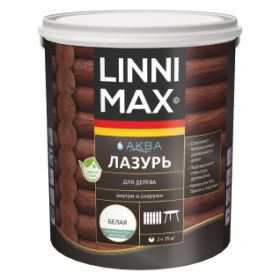 Лазурь для Дерева Linnimax Аква Лазурь 2.5л Белый для Внутренних и Наружных Работ / Линнимакс