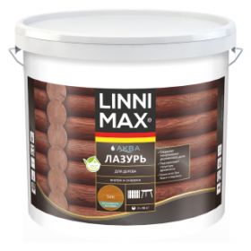 Лазурь для Дерева Linnimax Аква Лазурь 9л Тик для Внутренних и Наружных Работ / Линнимакс