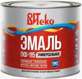 Эмаль ПФ-115 Витеко 1.8кг Белая Глянцевая, Универсальная