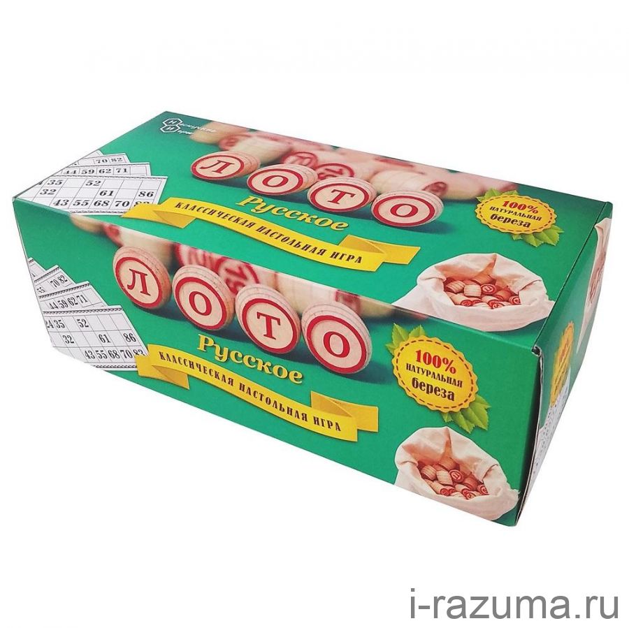 Русское лото в зеленой картонной коробке