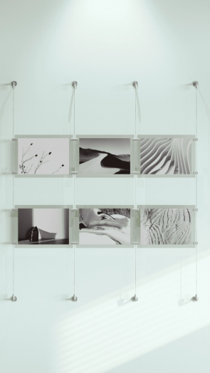 Тросовая система, 3 ряда (карманы А4 двойное прозрачное оргстекло 2мм - 6шт)