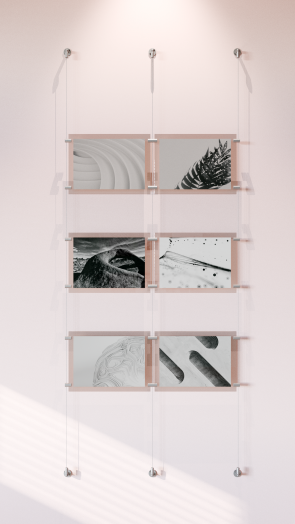 Тросовая система, 2 ряда (карманы А4 двойное прозрачное оргстекло 2мм - 6шт)