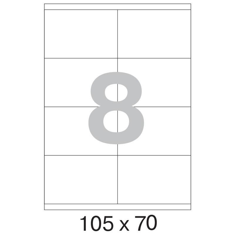73621 / 641802  Этикетки самоклеящиеся MEGA LABEL 105х70 мм / 8 шт. на листе А 4 (100 листов в пачке)