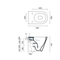 Унитаз напольный Catalano ZERO 55x35 безободковый универс.слив смыв Tornado покрытие Cataglaze+ без крепежа цвет белый глянцевый 114550001 схема 2
