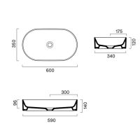 Раковина настольная Catalano Zero 60х35 см без отв. под смеситель покрытие Cataglaze+ цвет белый глянцевый 122600001 схема 2