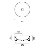 Раковина накладная 40 см диаметр Catalano Zero цвет белый глянцевый 123400001 схема 2